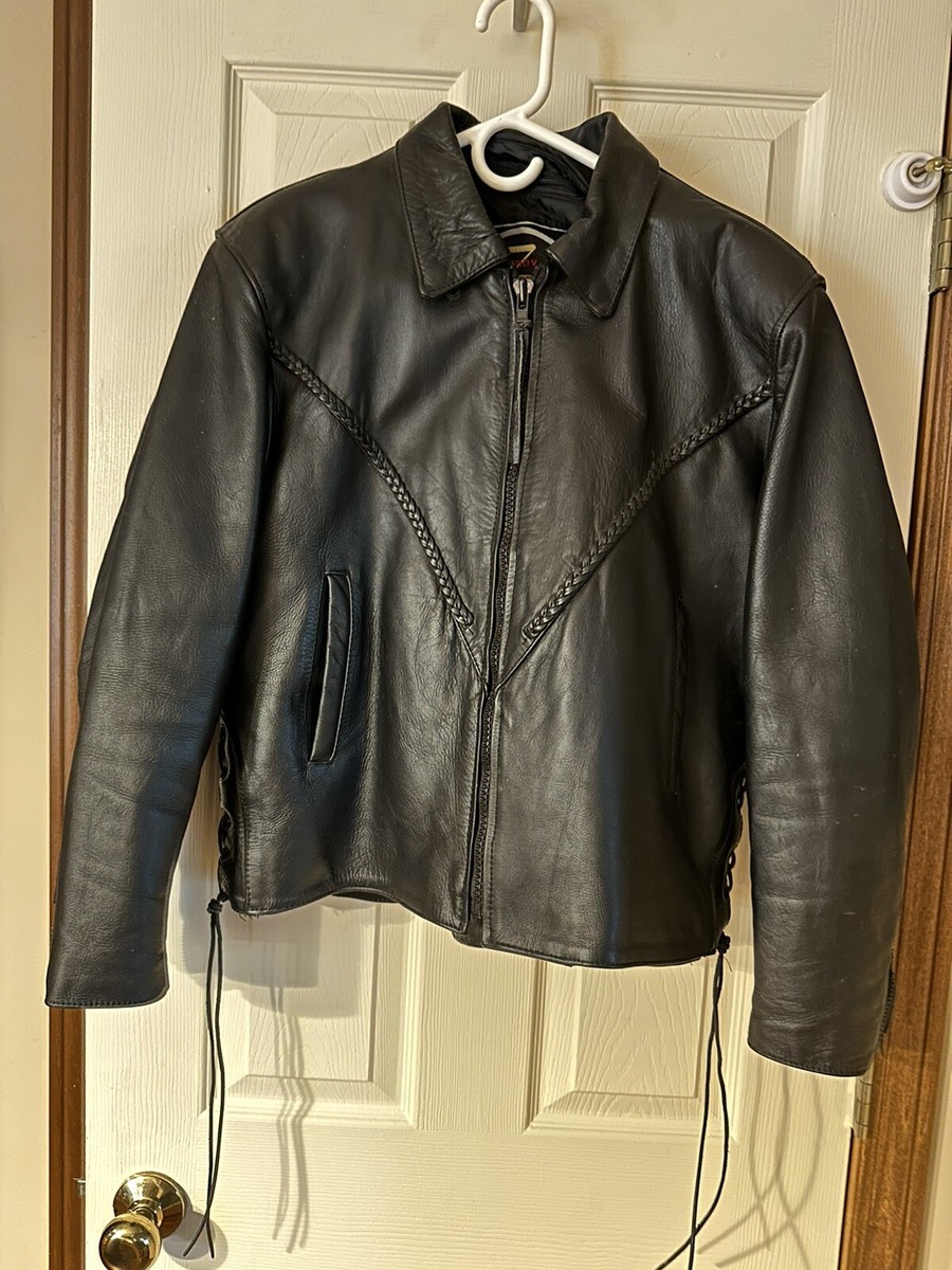 ジャケット・アウター 70s vintage leather riders jacket black Rare Vintage 70s TT Leathers Essex Distressed Leather