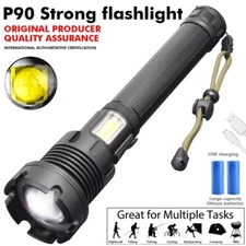 9900000LM Super Power LED Flashlight USB Zoom Rechargeable Torch Hiking Working