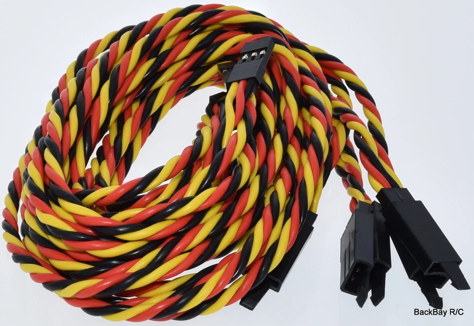 (5) 90CM (~3ft) Twisted 20awg Servo Extension Leads JR / Hitec with Safety Clips - Image 2 of 3