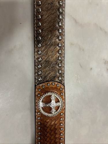 Children Ranger Belt Co. Brown Hand Tooled Leather Western Conches Size 26 - Picture 7 of 9