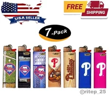 (7 Lighters) BIC Philadelphia Phillies MLB Officially Licensed Cigarette Lighter