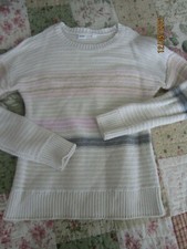 EUC Girls GAP Kids Ivory Pink Striped Sweater Size XL