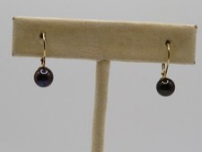LOVELY PAIR of 14K YELLOW GOLD EARRINGS w 2 6.5mm AKOYA CULTURED PEARLS