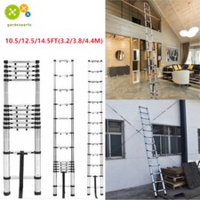 10.5/12.5/14.5FT Aluminum Non-Slip Telescoping Ladder Extension Ladders Folding