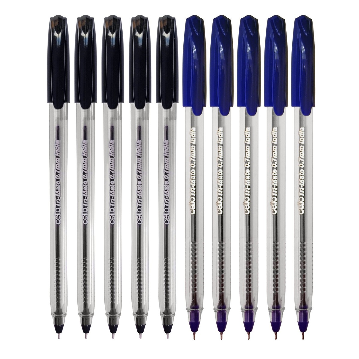 BIC CELLO Tri-Mate Medium BLACK BLUE RED Smooth Ballpoint Pens  Triangular