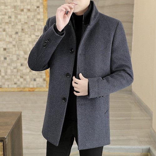 Winter Mid-Length Woolen Jacket Mens Thickened Down Lining Removable Trench Coat - Bild 3 von 16