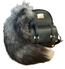 Silver Fox Tail, 17"-20"+, with Keychain, Genuine Real Fox Fur Tail