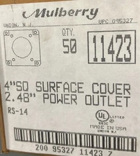 LOT OF 5 Mulberry 4"SQ Surface Cover 2.48" Power Outlet 11423