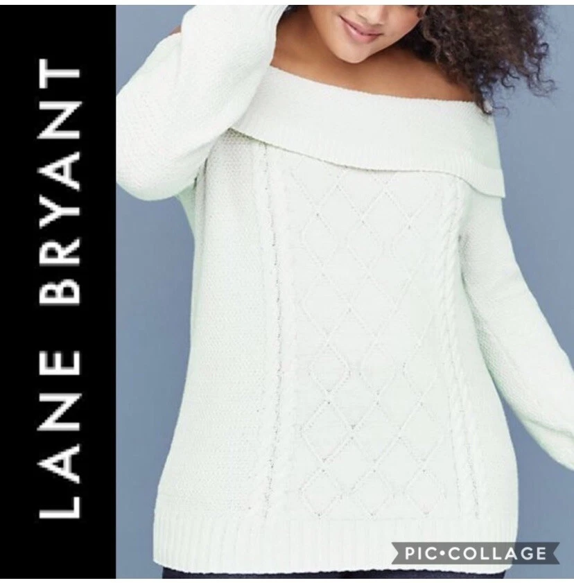 NEW Lane Bryant Womens Cable Knit Off The Shoulder Sweater Size 18 20 2X