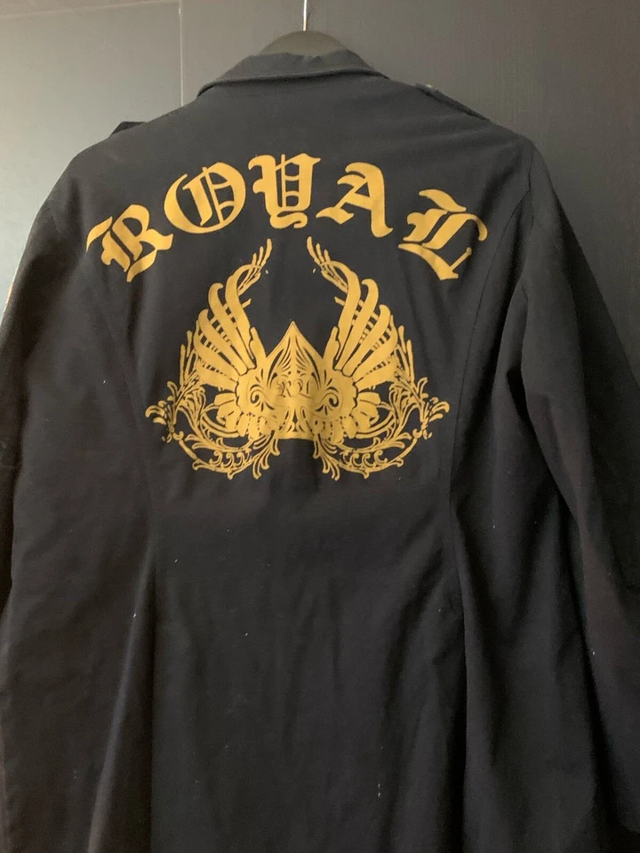 Chaqueta Negra Militar Royal Underground Cromo Corazones Talla S-M Totalmente Nueva Foto 2 de 4