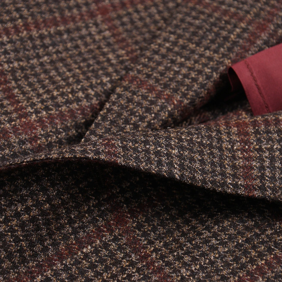 Barba Napoli Brown-Burgundy Check Wool-Silk Sport Coat 40R (Eu 50) NWT $1350 - Image 3 of 4
