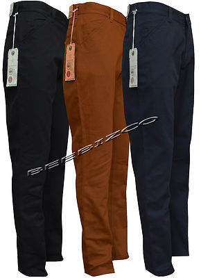 Neu Herren 100 % Baumwolle Designer Slim Fit Chino Hose Freizeithose 28'' - 40''