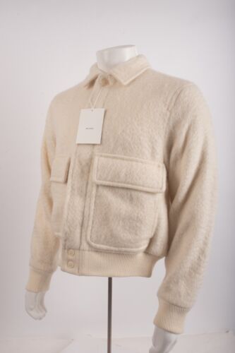 Zara Origins Mens wool Bomber Jacket Ivory Off white M Medium 8491/114 NWT - Picture 3 of 6
