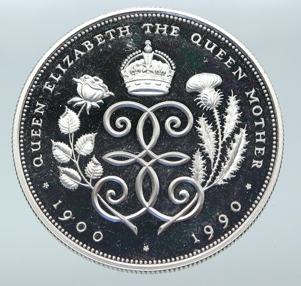 1990 GREAT BRITAIN UK Queen Mother Elizabeth II PROOF SILVER 5