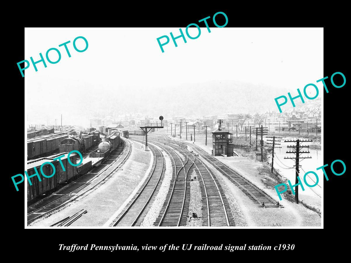 OLD 8x6 HISTORIC PHOTO OF TRAFFORD PENNSYLVANIA THE UJ RAILROAD TOWER