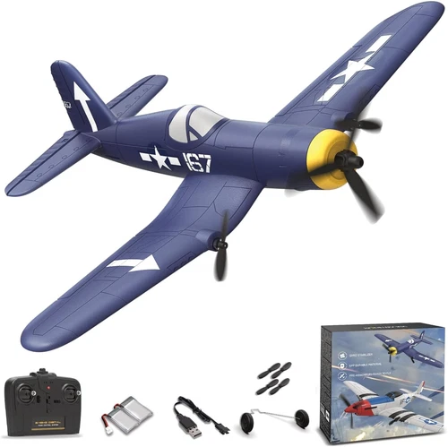 RC Plane, F4U Remote Control Airplane with 2 Batteries, 2.4Ghz 3 Channel Fighter