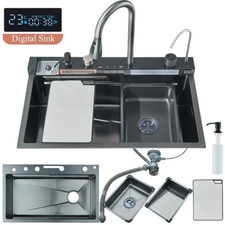 Kitchen Sink Stainless Steel Waterfall Sink Set Built-in Sink With Mixer Taps