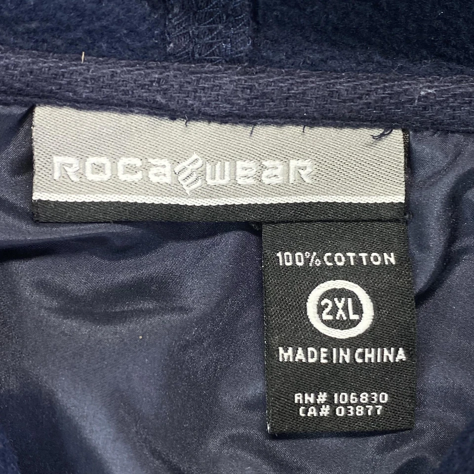 Rocawear Jacket Mens 2XL Denim Hooded Blazer Urban Streetwear Coat Heavy - Image 2 of 4