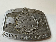 1984 Vintage Belt Buckle Silver Anniv. State of Alaska 1st Edit. by Eldon w box