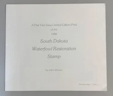 1986 South Dakota State Waterfowl Stamp & Print by John Wilson