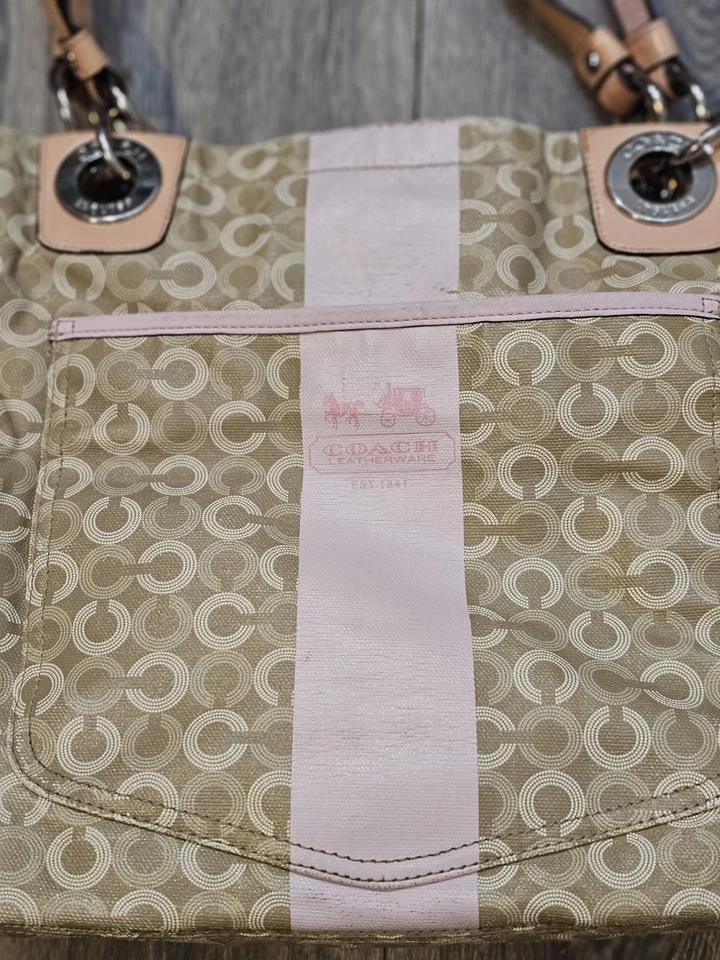 复古 90 年代 Y2K COACH 托特包 PVC PNK 总图案 15561 大号多色 — 第 4/4 张图片