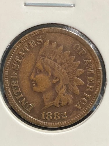 Rare 1882 Indian Head Cent Snow 2 S-2 "Broken Top 2" Variety in XF
