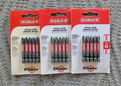 3 Packs of 5 | Diablo 2 in. #3 Phillips Drive Bits Impact Strong  *DPH32P5