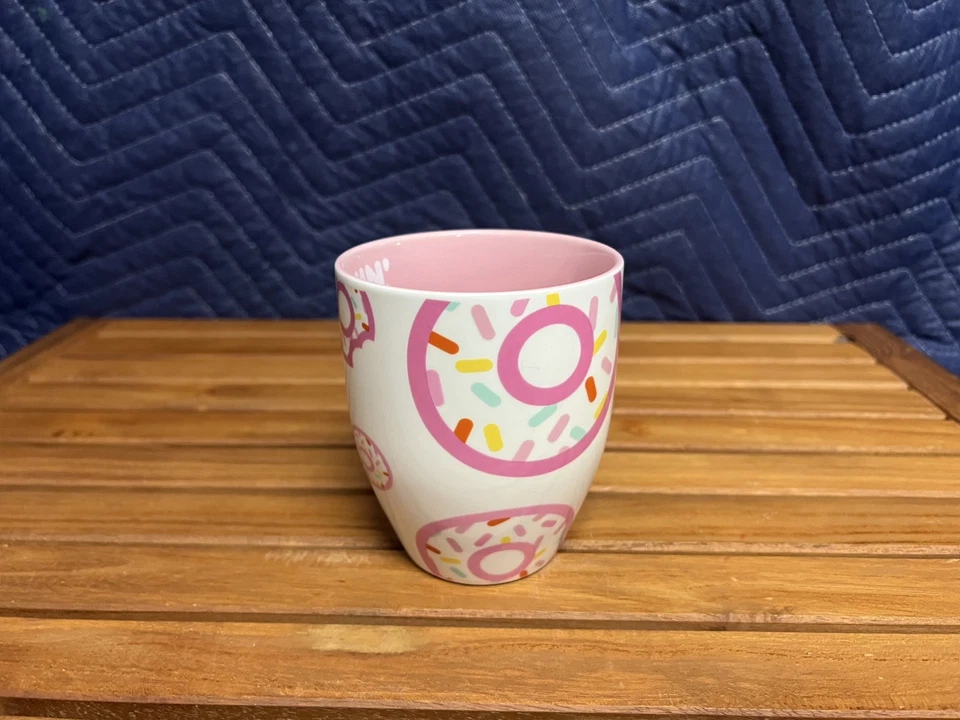 Dunkin Donuts 17oz Mug Coffee Cup Sprinkles Pink White 2020 4.25" Tall - Image 3 of 4
