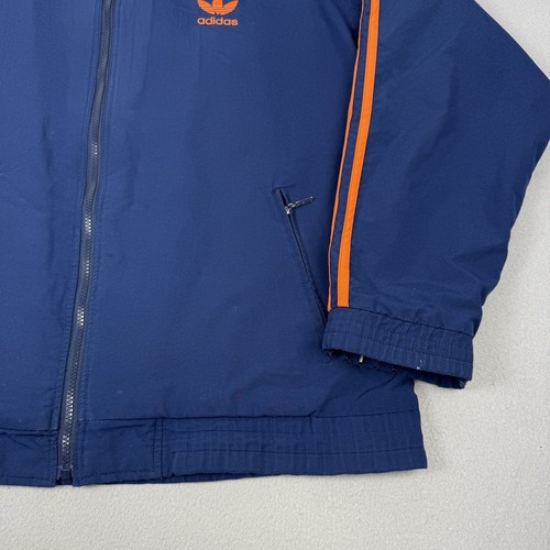 Vintage Adidas Jacket Mens Large Navy Orange Full Zip Track Top Windbreaker 90s - Picture 3 of 17