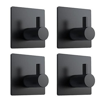 Adhesive Towel Hooks, Waterproof Shower Wall Stick on Hooks, 2 Extra Black