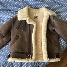 Avirex B-3 Flight Jacket Mouton Pelle di Pecora Uomo 40 Marrone Autentico dal Giappone