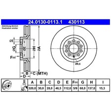 2x ATE Scheibenbremse vorne 8E0615301AD 26260151