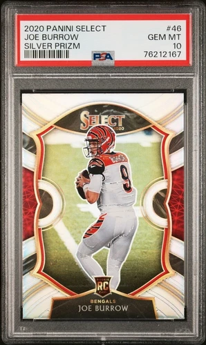 2020 Panini Select - Joe Burrow (RC) Concourse Silver Prizm Rookie #46 PSA 10