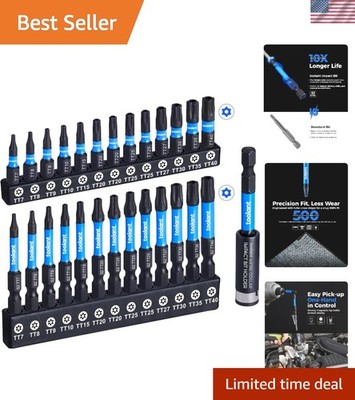 Versatile 27-Piece Torx Bit Set with Magnetic Holder for Impact Drivers & More