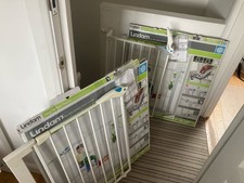 2x Lindam Easy Fit No Drill Pressure Fit Stair Gate White Metal 24-31"