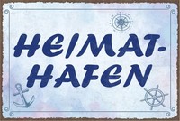 Blechschild 12X18 Cm Heimathafen Blaues Deko Geschenk Schild