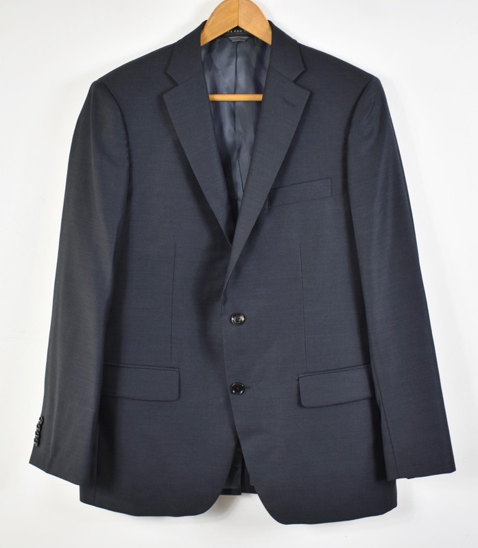 INDOCHINO Charcoal Gray Sharkskin Wool 2-Button Blazer Made For You Bespoke 40R