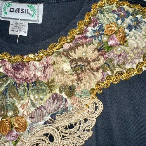 NWT Vintage Deadstock Tapestry Crochet T-Shirt OSFA - Picture 3 of 11