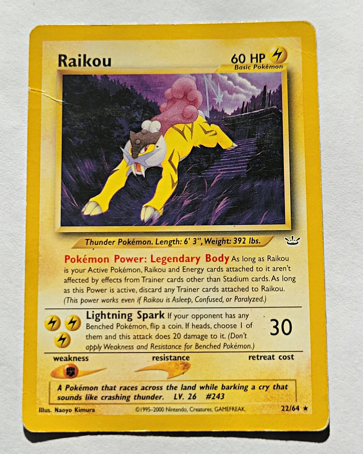 Pokemon TCG Raikou 22/64 Neo Revelation Rare Regular English 60 HP