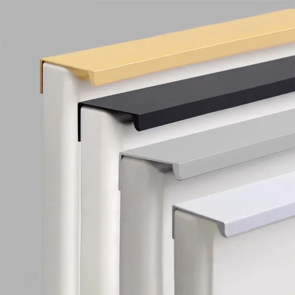 Non-Punch Hidden Cabinet Handles Gold Silver Black White Drawer Pulls Set - Image 3 of 4