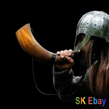 Viking War Horn - 16" Genuine Ox-Horn Battle Trumpet-  Premium Hand Engraved