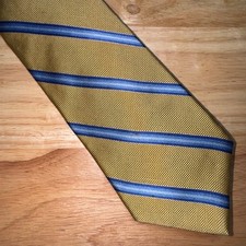 Brooks Brothers Tie Silk Yellow Blue Stripe Repp Made in USA