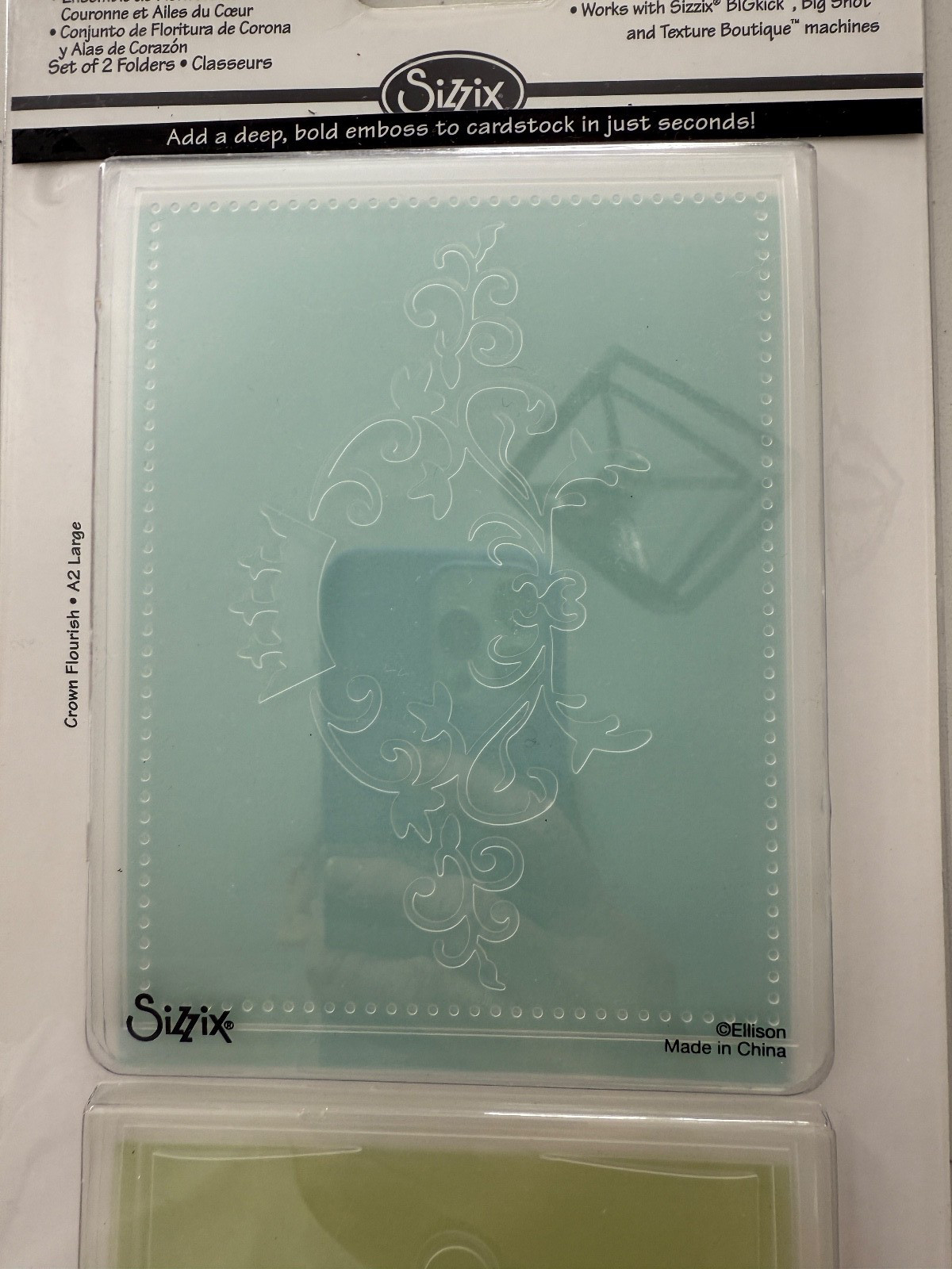 Sizzix Textured Impressions Large Folder ~ Crown Flourish & Heart Wing Set Craft