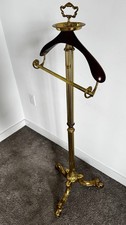 Vintage Gentlemens Valet Brass Gentlemens Butler Stand- 53  Tall- Complete 