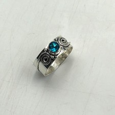 Blue Apatite Gemstone 925 Sterling Silver Jewelry Handmade Ring For Women Gift