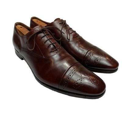 Prada Oxford Shoes Mens Brown Lace Up Wing Tip Leather Dress