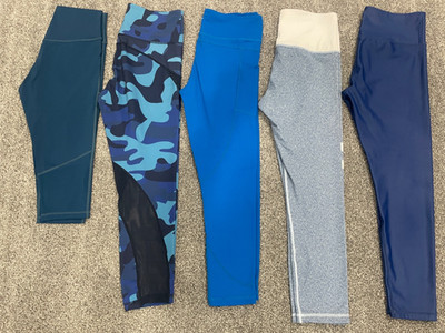 5 PAIRS OF ZYIA ACTIVE LEGGINGS! SIZE 8-10 GREAT CONDITION, RETIRED PATTERNS