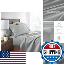 Linen Market Sheet Set 6 Piece Light Gray Deep Pocket Fits 16" Mattress