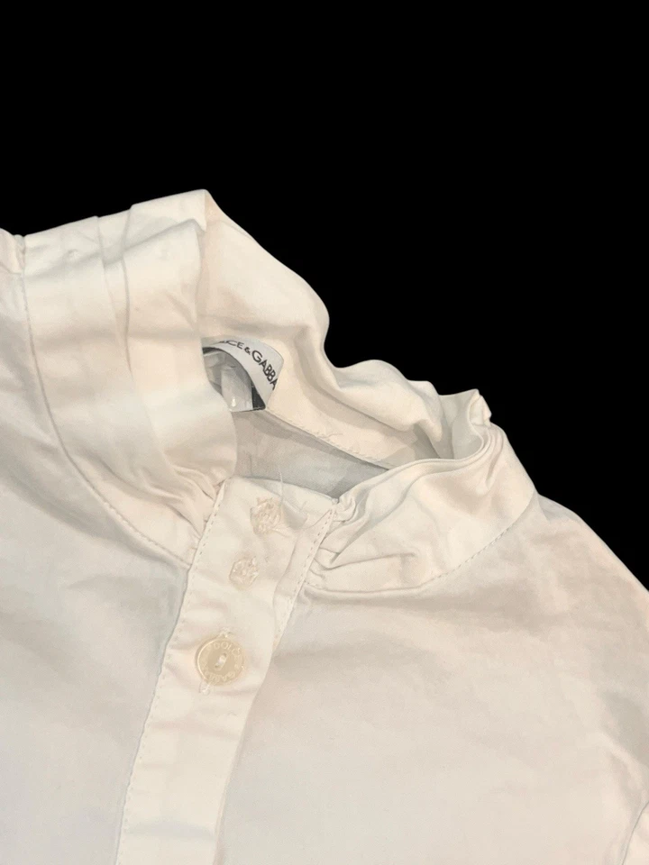 DOLCE & GABBANA NIÑA TALLA 7-8 BLUSA BLANCA ABOTONADA ALGODÓN MANGA LARGA Foto 3 de 4