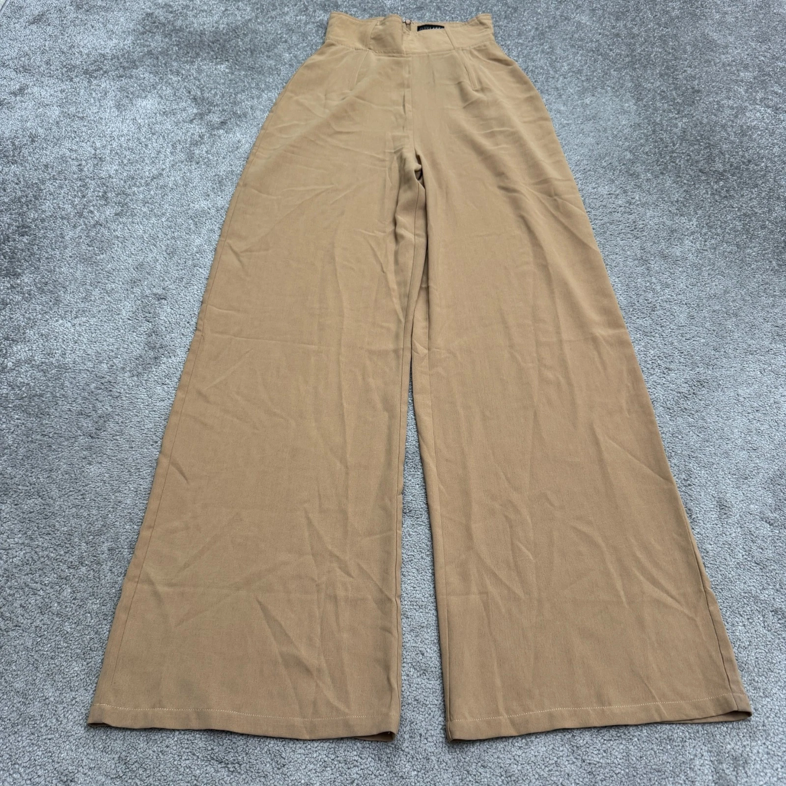 JLUXLABEL Wide Leg Pants Women Small Brown Lightweight High Rise Trouser NWT